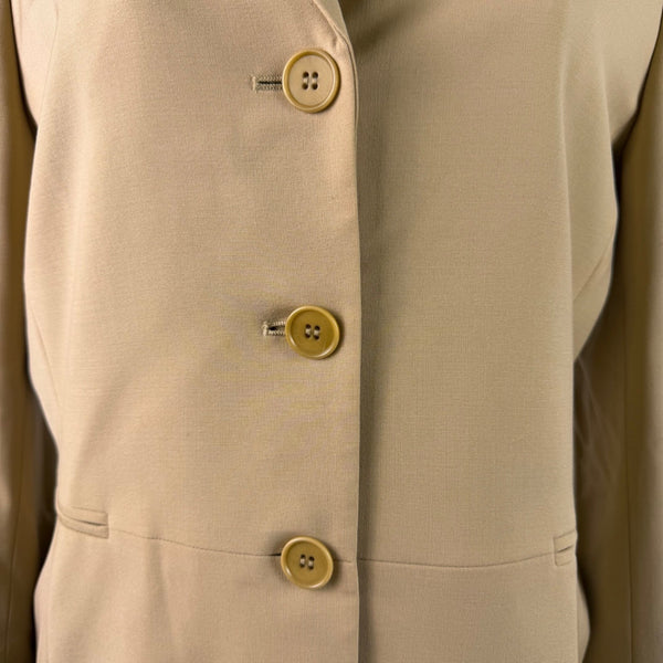 Talbots Womens Beige Wool Blend Grace Fit Blazer Jacket Button-Front Size 8