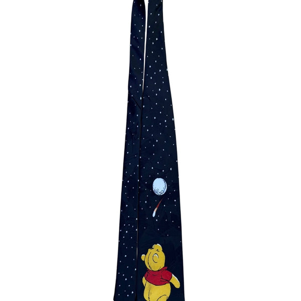 Disney Men’s Black Polyester Winnie The Pooh Necktie Starry Night Prin