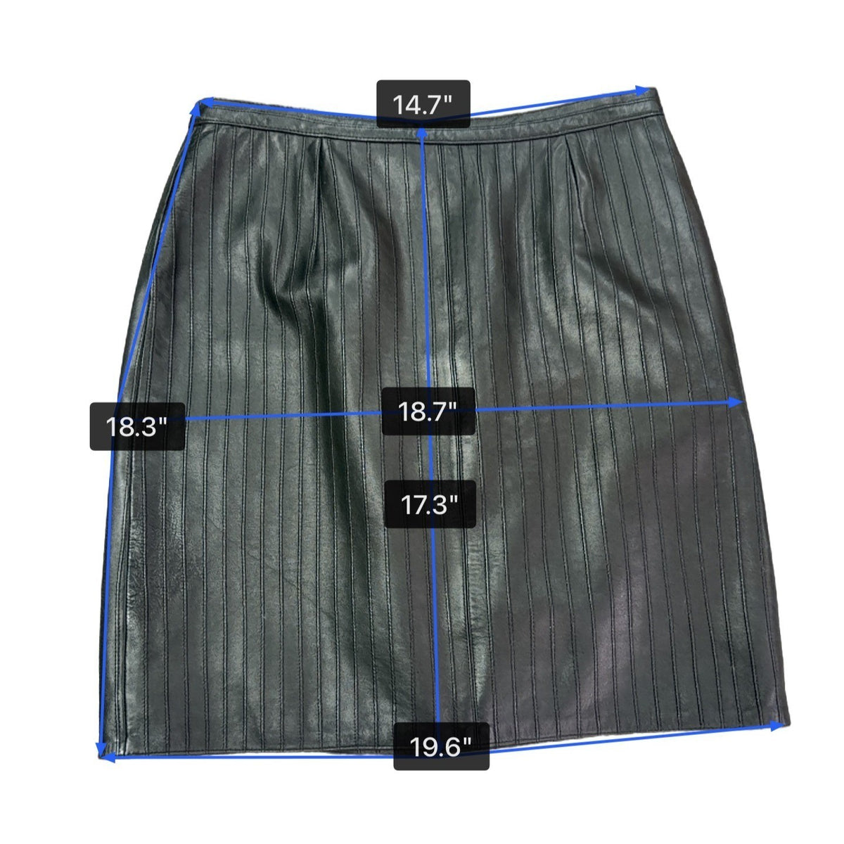 Vakko Women Black Leather Pencil SkirtStylish Vertical Detail Back Zipper Sz 8