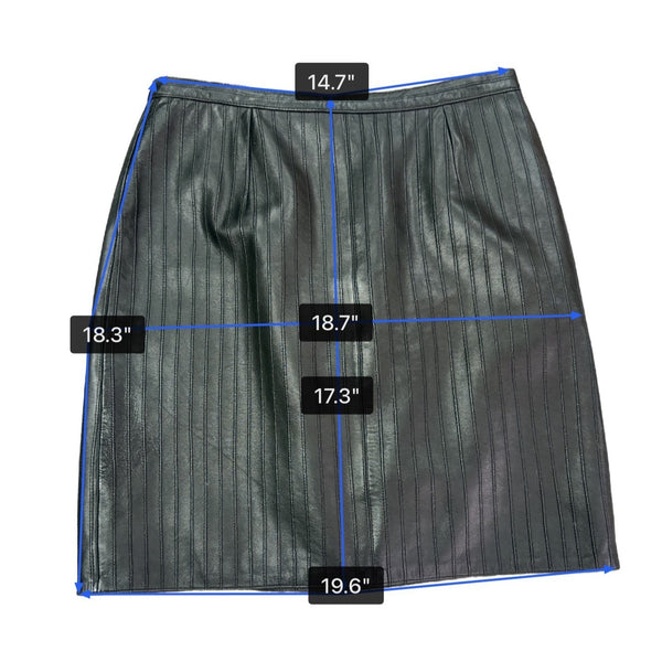 Vakko Women Black Leather Pencil SkirtStylish Vertical Detail Back Zipper Sz 8