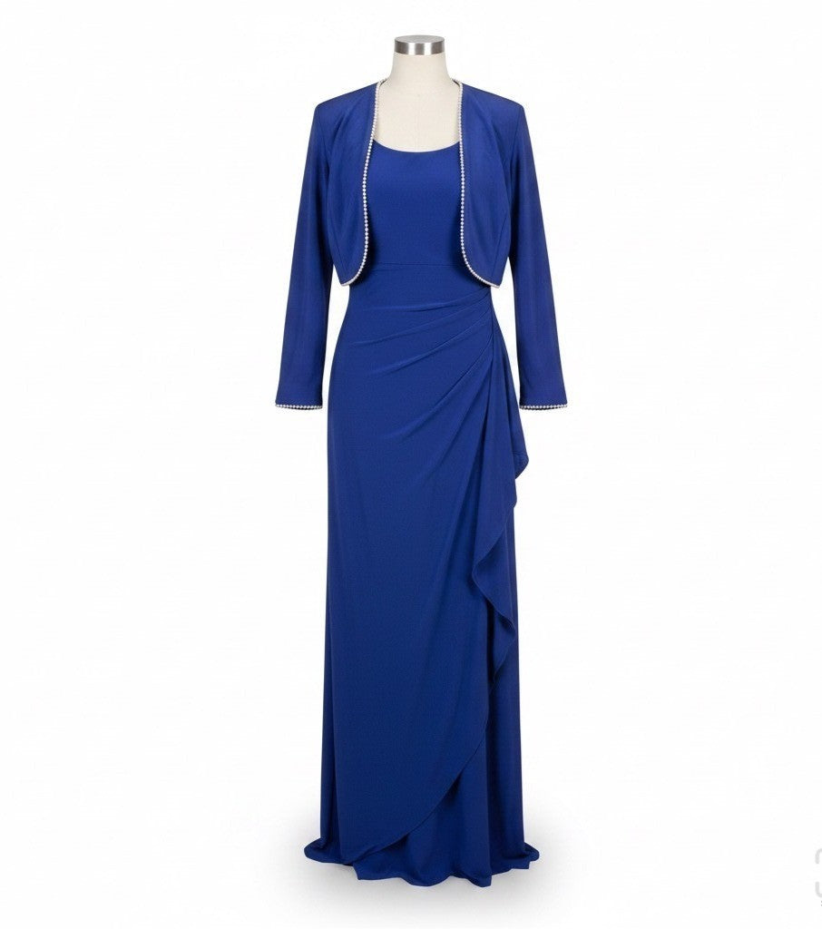 R&M Richards Womens Royal Blue 2-Piece Sleeveless Dress & Jacket Size 10