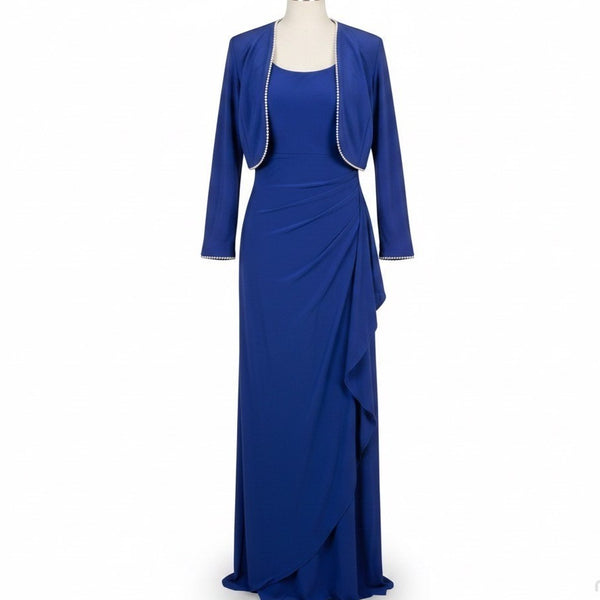 R&M Richards Womens Royal Blue 2-Piece Sleeveless Dress & Jacket Size 10