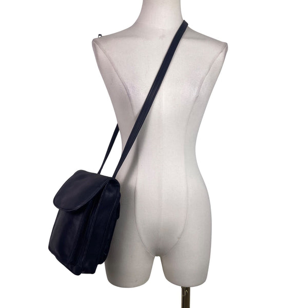 Tignanello Women’s Black Genuine Leather Adjustable Strap Gold Zip Crossbody Bag