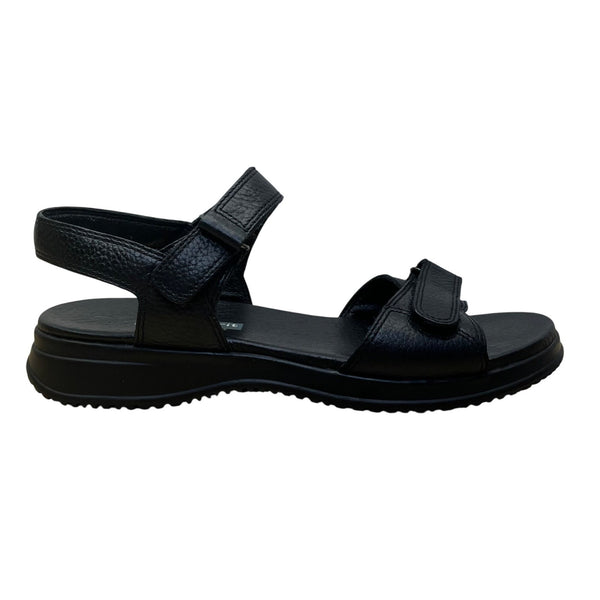 Easy Spirit Woman's Black Leather With Adjustable Straps Wheeze Sandals Size 7M