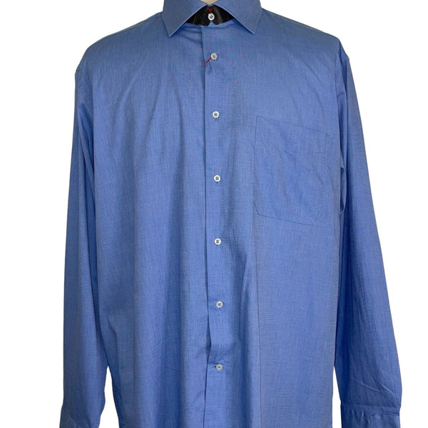 Mens Blue Long Sleeve Button-Up Shirt XXL 100% Cotton New