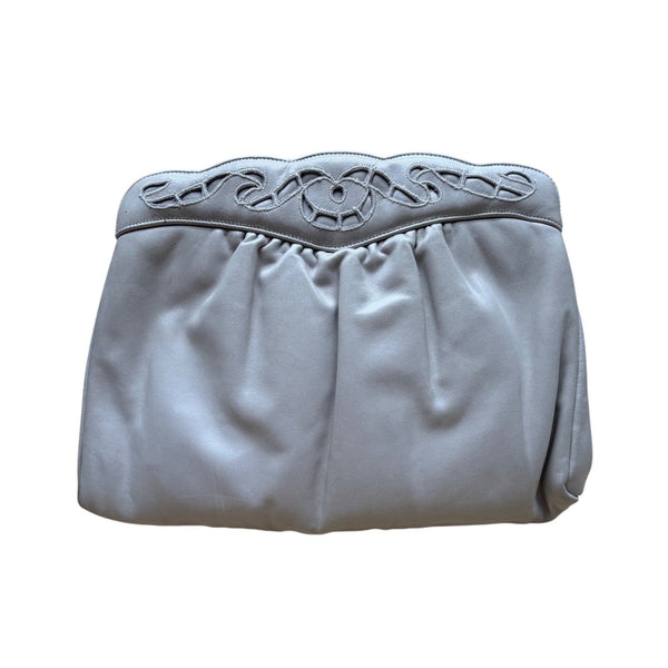 Morris Moskowitz Women’s Gray Leather Vintage Style Crossbody Handbag