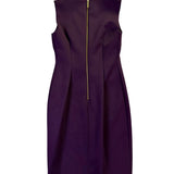 Calvin Klein Womens Purple Ruffled Neckline Sleeveless Sheath Dress Size 4
