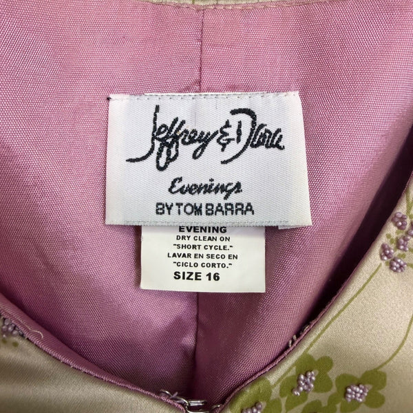 Jwffrey & Dara Womens Cream Satin Floral Jacket & Sleeveless Top Set Size 16