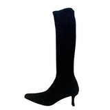 Stuart Weitzman Women’s Black Stretch Suede Empire Knee-High Heeled Boots Size 9