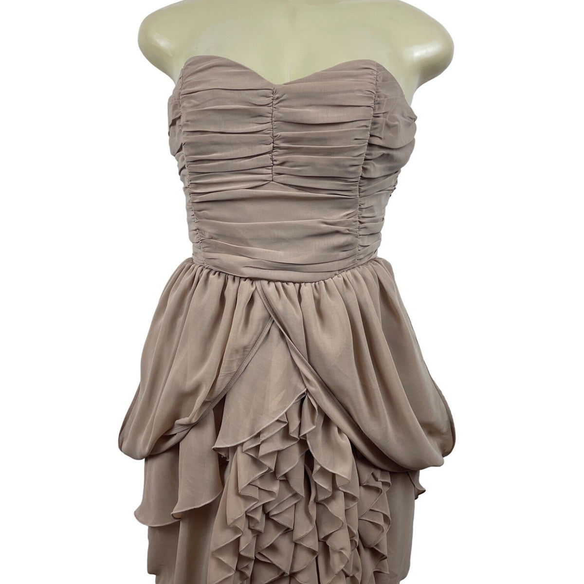 H&M Womens Taupe Strapless Ruffle Dress Size 12 New