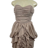 H&M Womens Taupe Strapless Ruffle Dress Size 12 New