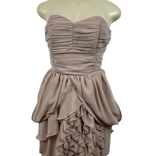 H&M Womens Taupe Strapless Ruffle Dress Size 12 New