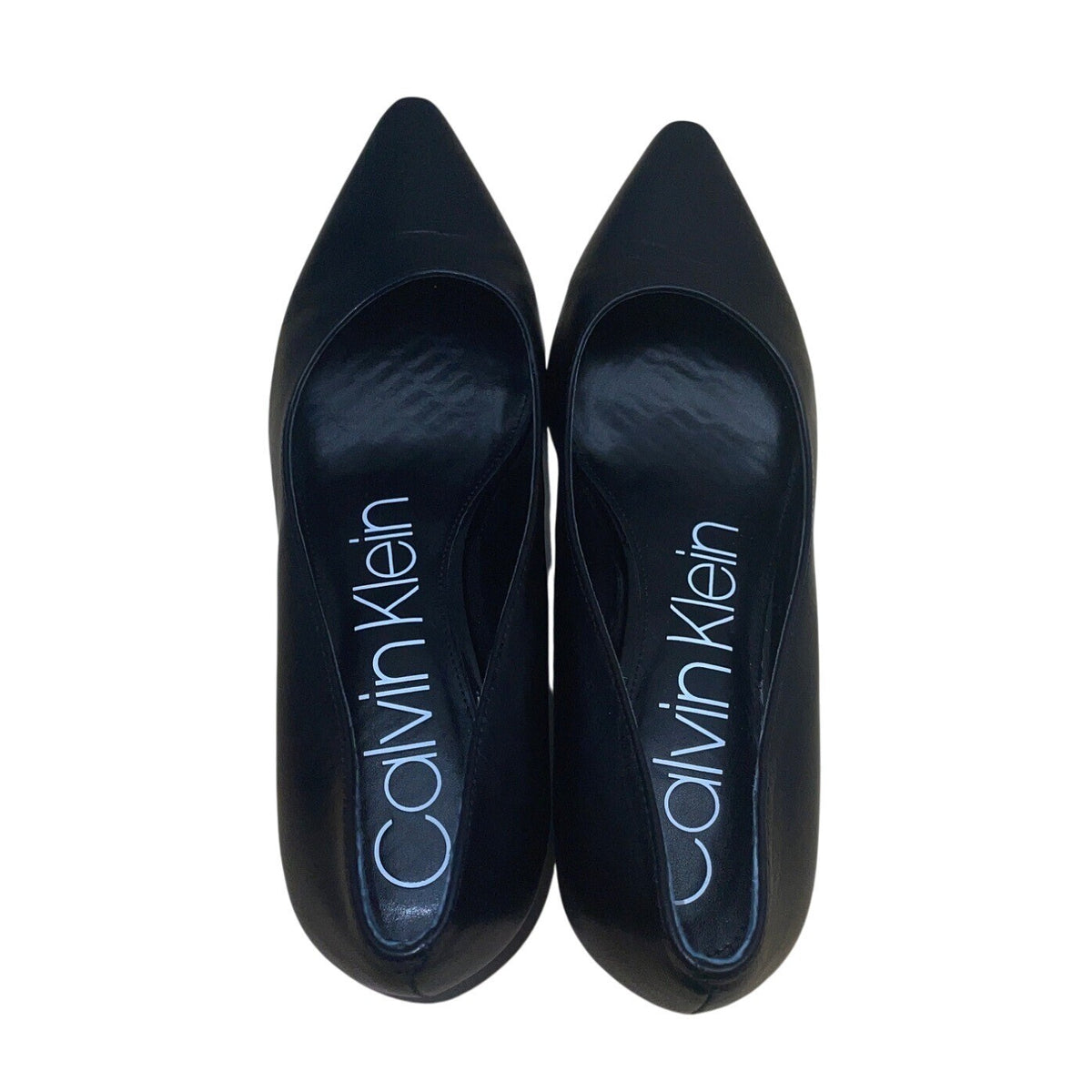 Calvin Klein Women's Black Leather Block Elegant Office Heel Pumps Size 8M