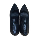 Calvin Klein Women's Black Leather Block Elegant Office Heel Pumps Size 8M