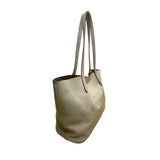 Coach Women’s Taupe Leather Embossed Logo Double Handles Snap Closure Tote Bag