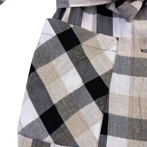 Ellen Ashley Womens Beige/Black Plaid Blazer Jacket Tie Waist Size M