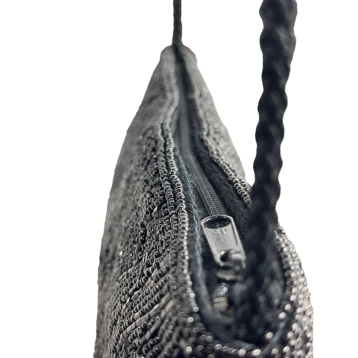 Valerie Stevens Women's Black Beaded Shoulder Purse Sz S