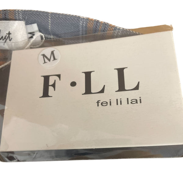 Plaid Pleated Mini Skirt With Button & Zipper Closure Size M - New