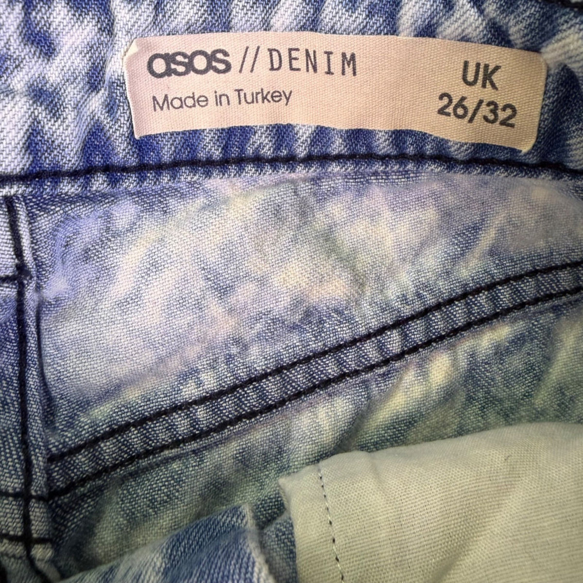 ASOS Womens Acid Wash Wide-Leg Jeans100% Cotton Blue Made In Turkey Size 26/32