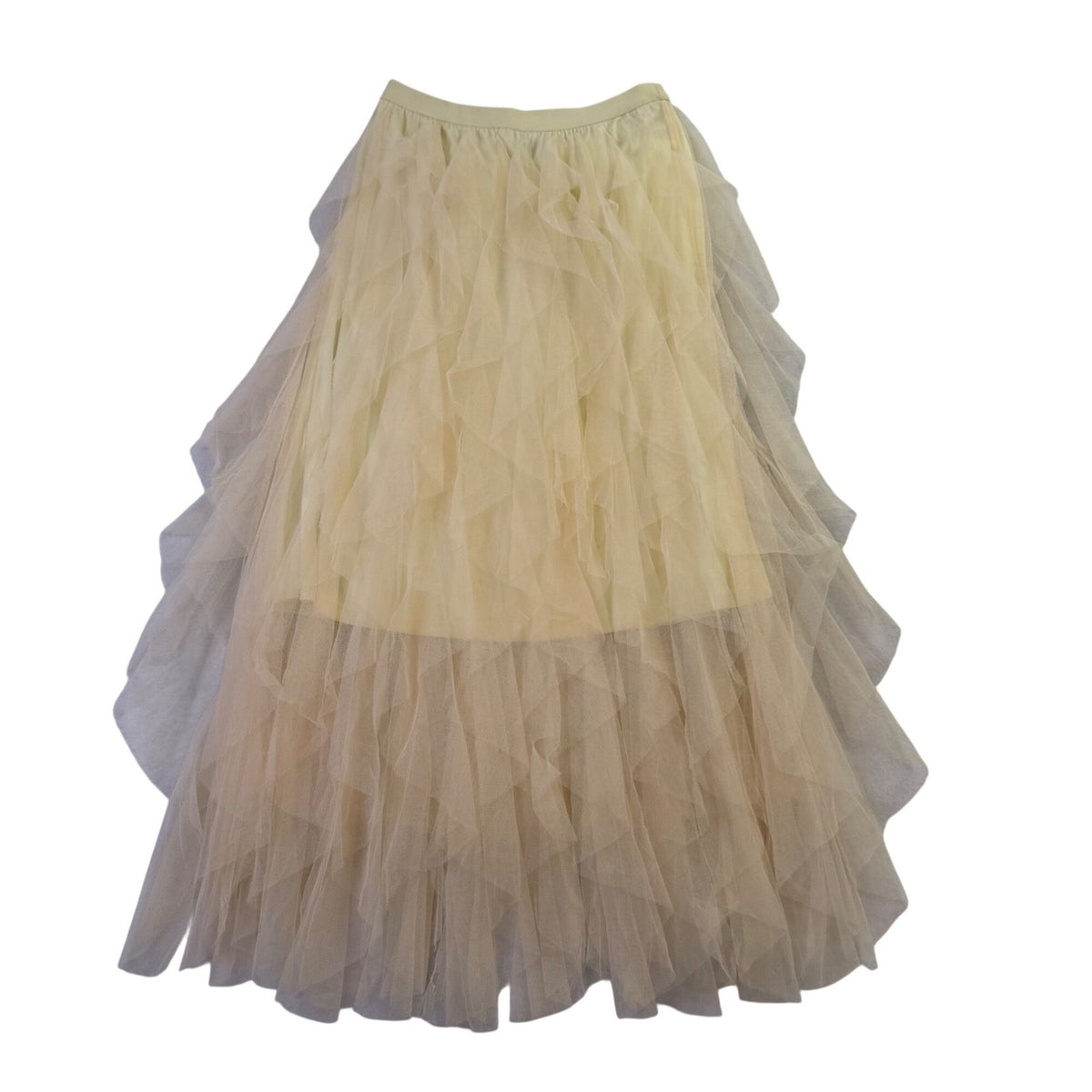 Strut & Bolt Womens Cream Tulle Layered Midi Skirt Stylish Design Size S