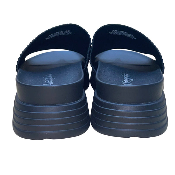 Alegria Women’s Black Textile Arch Support  Platform Slide Sandals Size 37