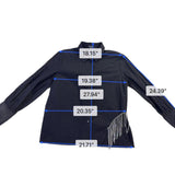 Lea & Viola Womens Black Cotton Button-Up Shirt With Rhinestone Fringe Size M