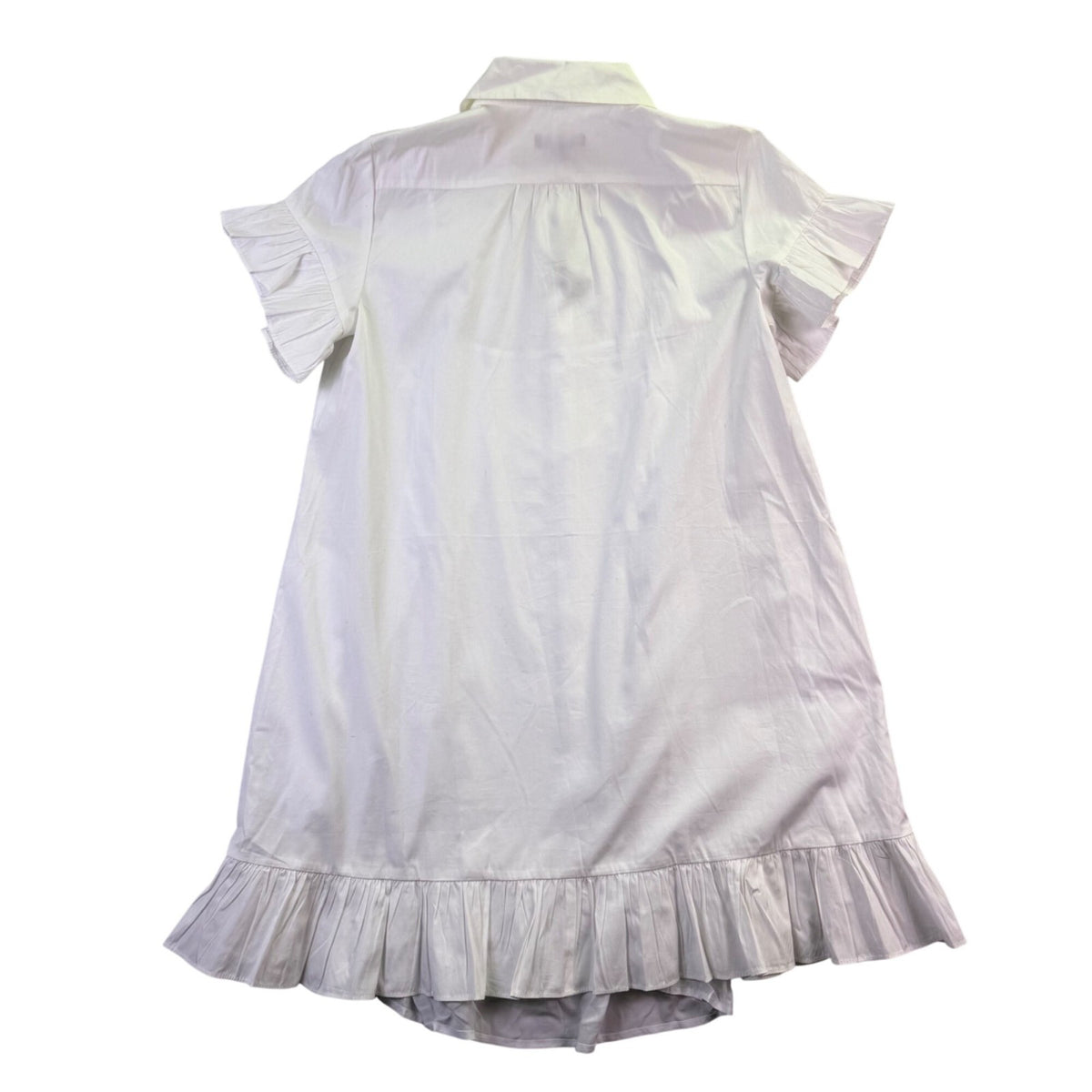 J. Crew Womens White Cotton Short-Sleeve Button-Up Ruffle Hem Dress Size S