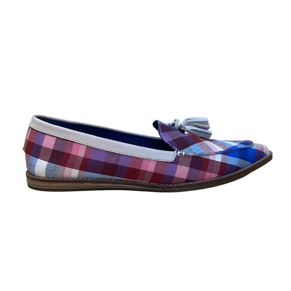Sperry Women’s Red & Blue Plaid Saybrook Tassel Loafers Flat Shoes Size 9.5-New