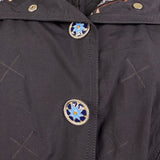 Bogner Womens Black Nylon Embroidered Hooded Jacket Stylish Winter Coat Size 12