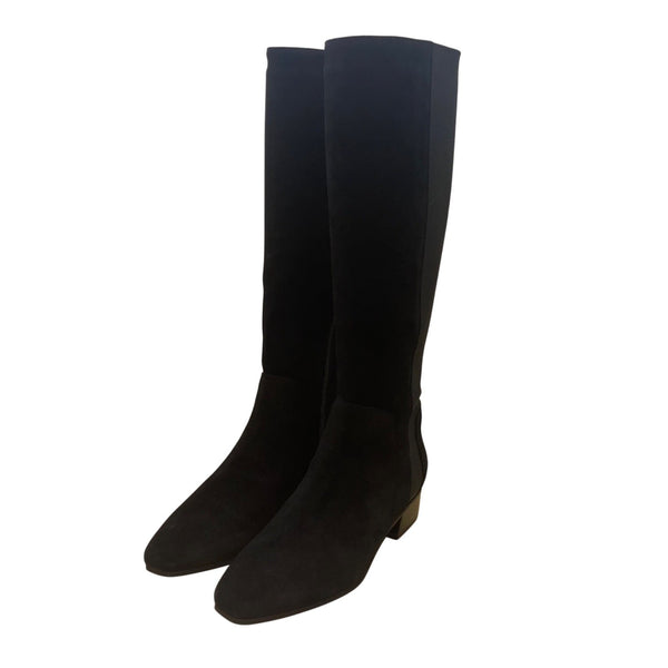 Aquatalia Women’s Black Suede & Stretch Calve Knee-High Nolita Boots Size 6.5M