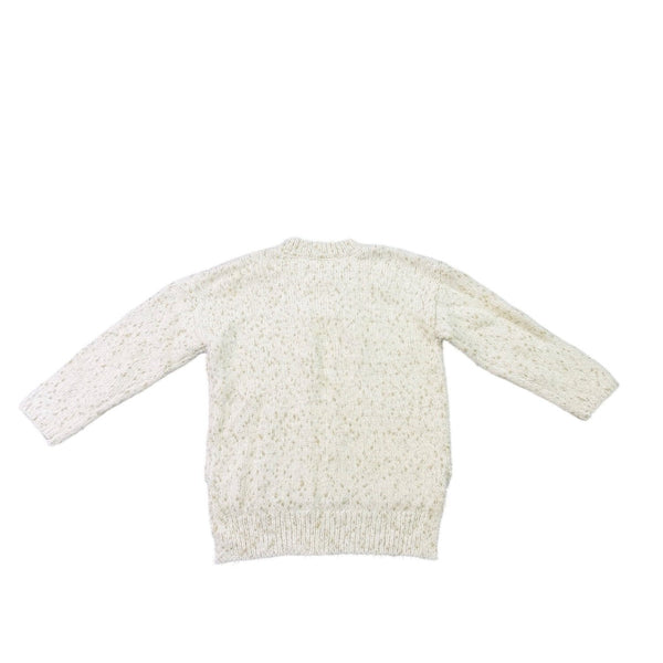 Alia Womens White Sweater With Metallic Gold Thread Pullover Style Sz S