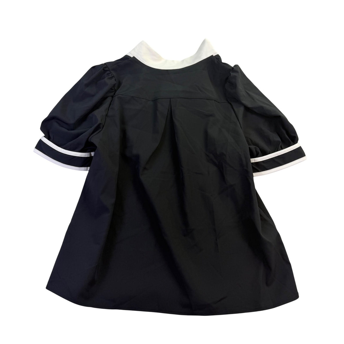 Cicy Bell Womens Black/White Puff Sleeve Tunic Top With Collar Size M
