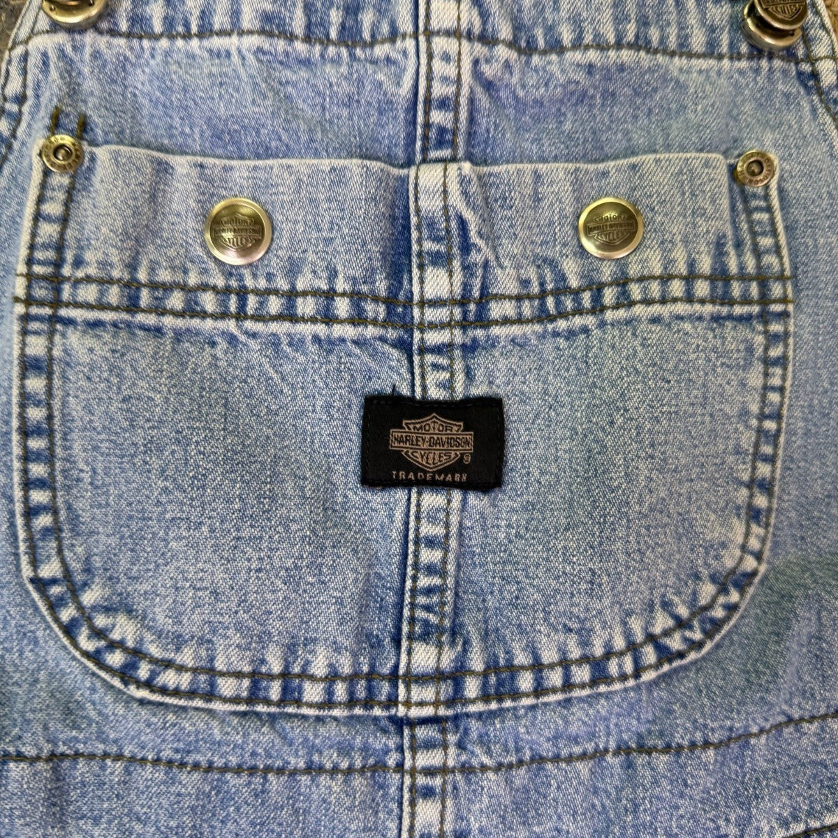 Harley-Davidson Womans Light Blue Denim Overalls Adjustable Straps Workwear Sz M
