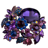 Ever Faith Womens Purple/Blue Rhinestone Floral Brooch Austria Crystals