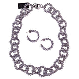 Honora Womens Gray Faux Pearl Necklace & Earring Set With Metal Accents