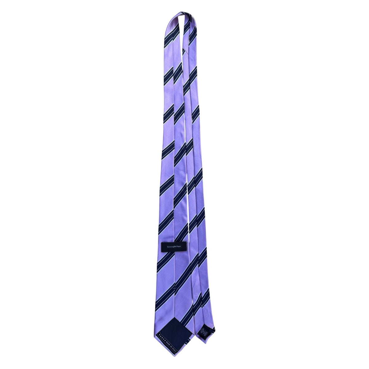 Ermenegildo Zegna Mens Purple Striped 100% Silk Tie Made In Italy Elegant Design