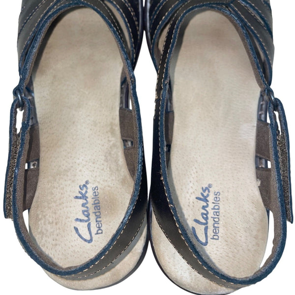 Clarks Women’s Bronze Leather Adhesive Strap Jewel Slingback Sandals Size 9.5M