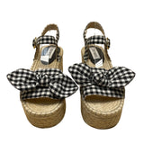 Steve Madden Women’s Black & White Gingham Bow Platform Espadrille Sandals Sz 7M