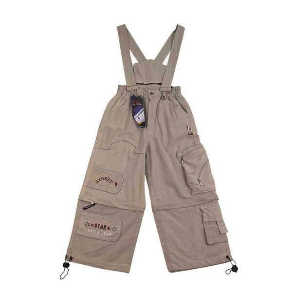 ONeill Kids Beige Bib Snow Pants Embroidered Patches Adjustable Straps Sz 10 New