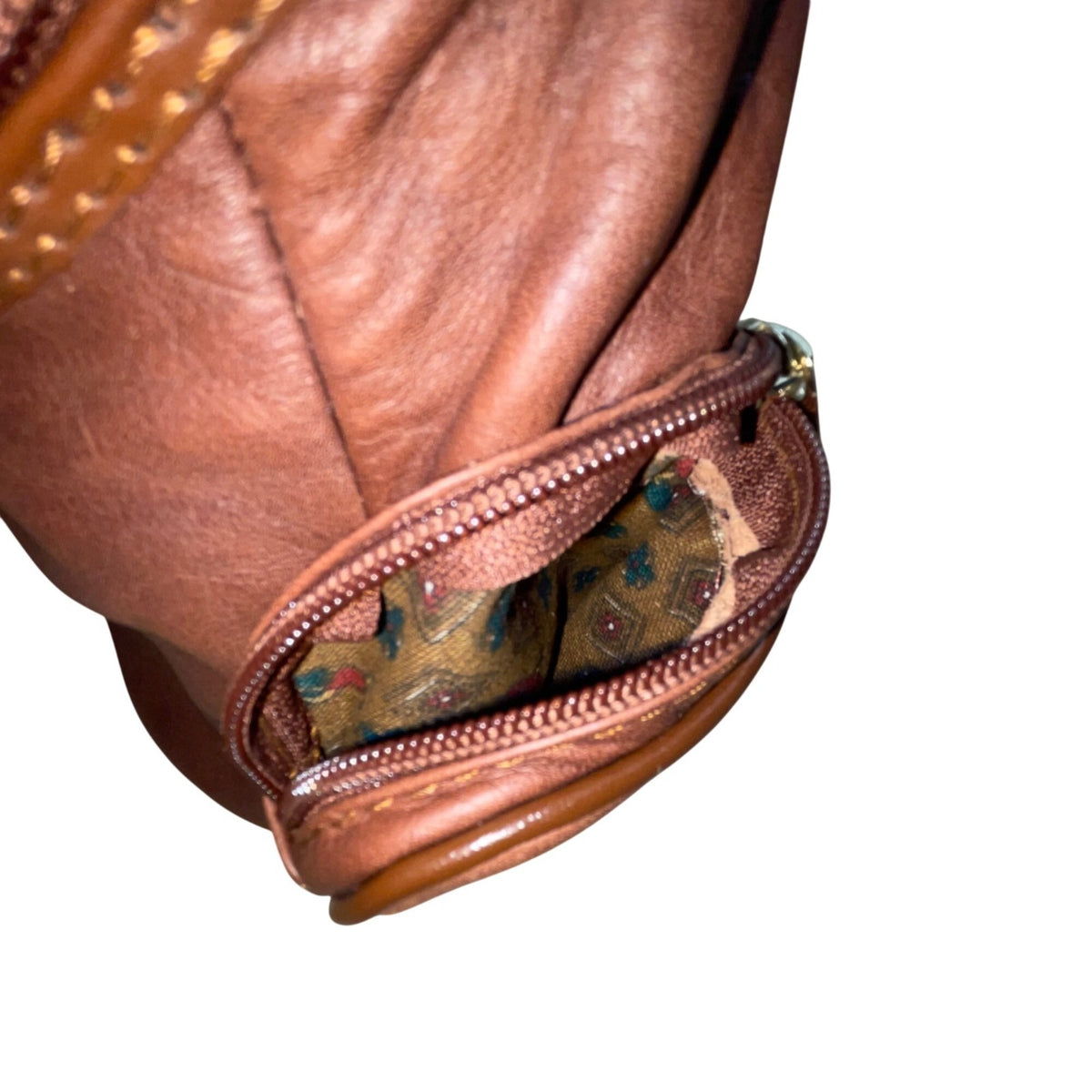 Giaccomo Men’s Brown Leather With Brass Zippers Crossbody Sling Backpack