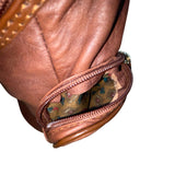 Giaccomo Men’s Brown Leather With Brass Zippers Crossbody Sling Backpack