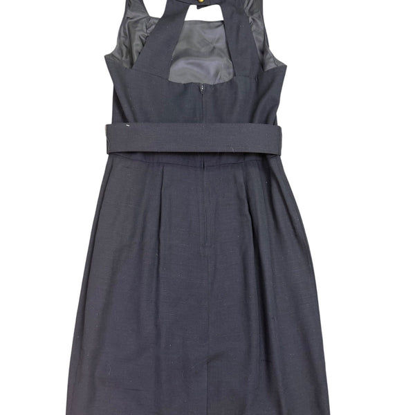 Black Sleeveless Dress With Belted Waist Gold Buckle Design Womens Size 12