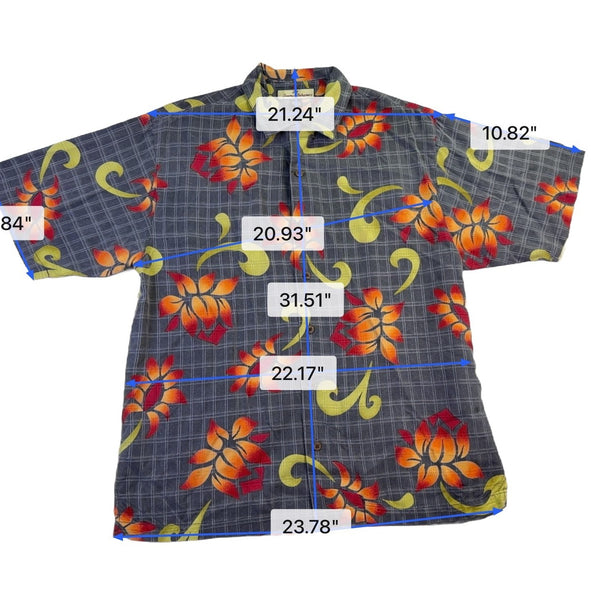 Tommy Bahama Mens Multicolor Silk Floral Hawaiian Shirt Casual Button-Down Sz M
