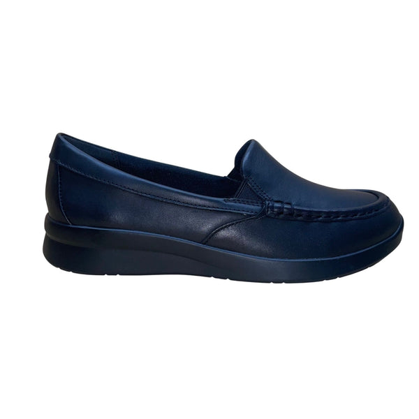 Clarks Women’s Black Leather Wide Fit Cushioned Ellowyn Lux Loafers Size 7.5