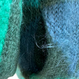 Vitage Mohair Green Geometric Mohair Blend Button-Up Cardigan Sweater Women’s