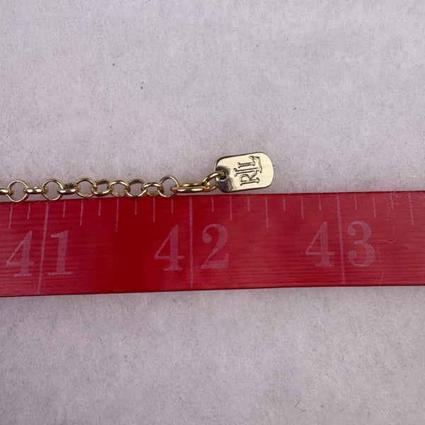 Ralph Lauren Womens Gold Tone Acrylic Chain Necklace Brown & Cream Links