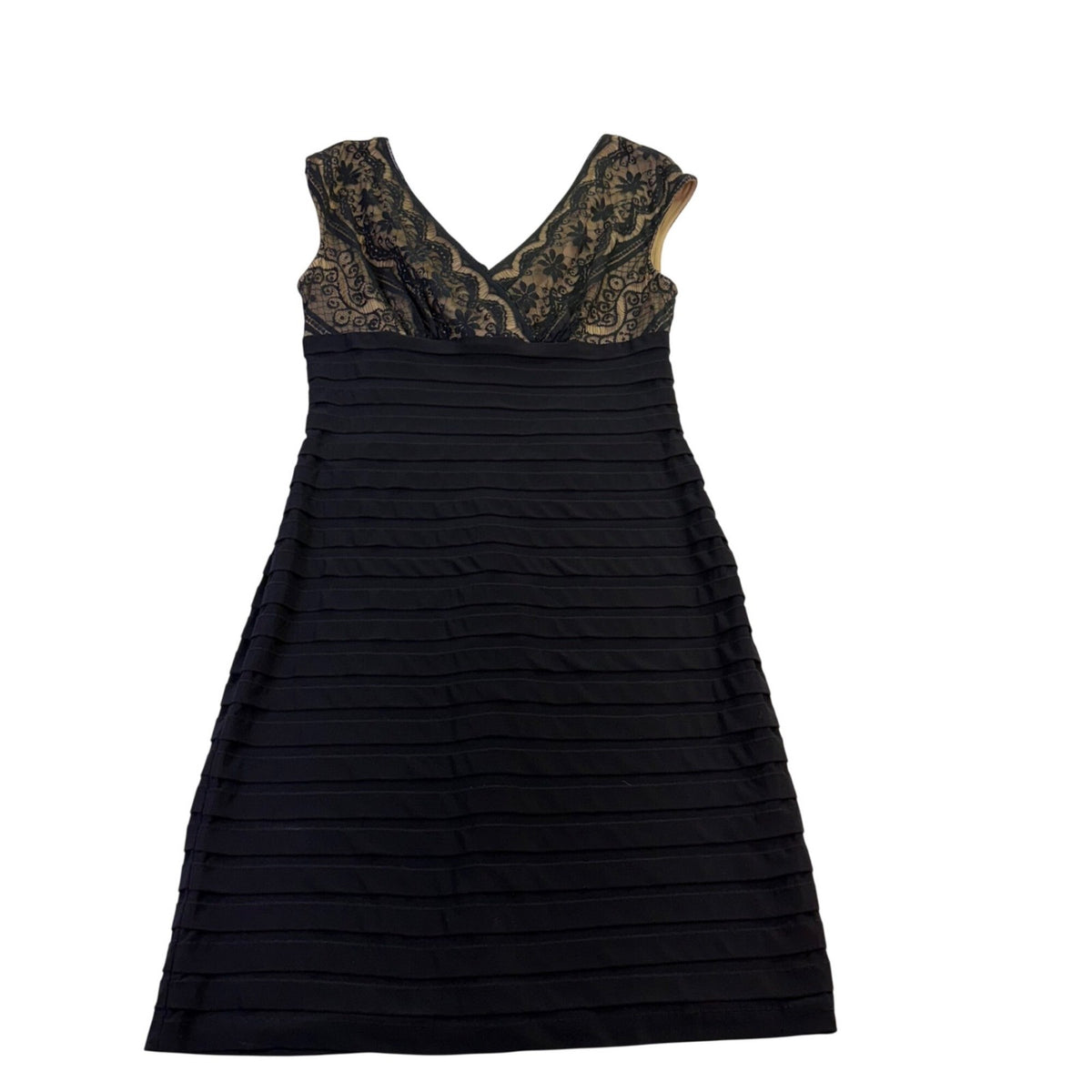Adrianna Papell Womens Black Cotton\ Lace Overlay Cocktail Dress Size 12