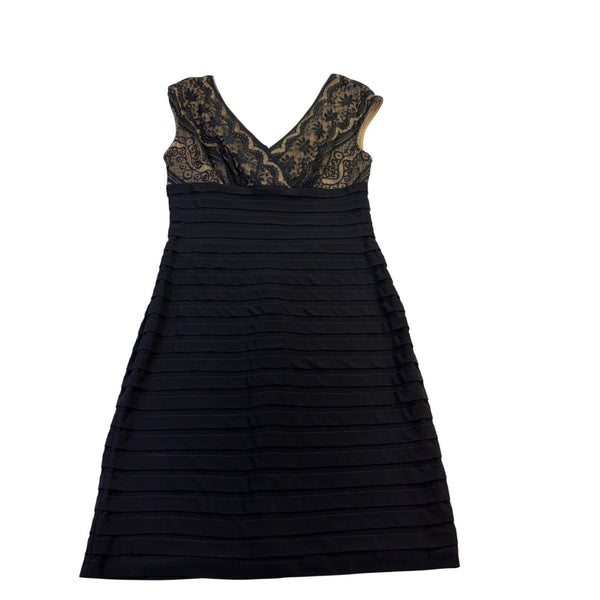 Adrianna Papell Womens Black Cotton\ Lace Overlay Cocktail Dress Size 12