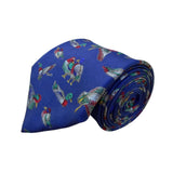 Blue Silk Duck Print Necktie Classic Design Vintage Rare Collectible