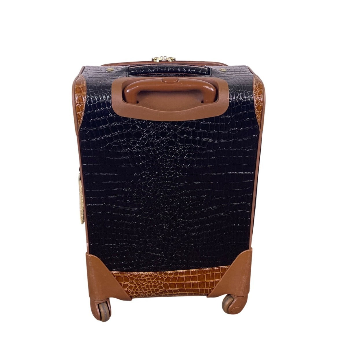 Samantha Brown Women’s Black & Brown Croc-Embossed Rolling Carry-On Luggage
